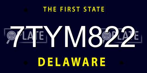 7TYM822 Delaware License Plate