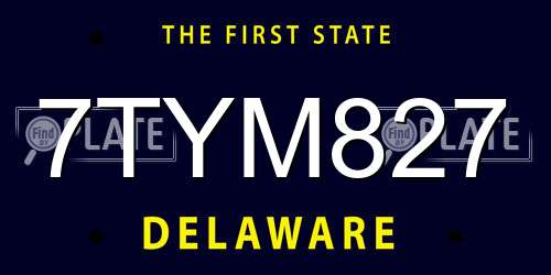 7TYM827 Delaware License Plate
