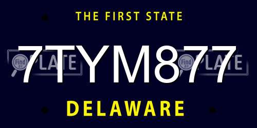 7TYM877 Delaware License Plate
