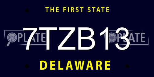 7TZB13 Delaware License Plate