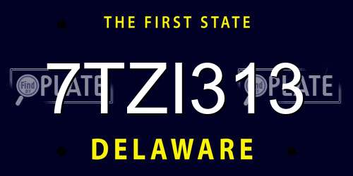 7TZI313 Delaware License Plate