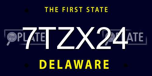 7TZX24 Delaware License Plate