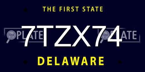 7TZX74 Delaware License Plate