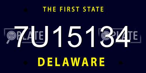 7U15134 Delaware License Plate