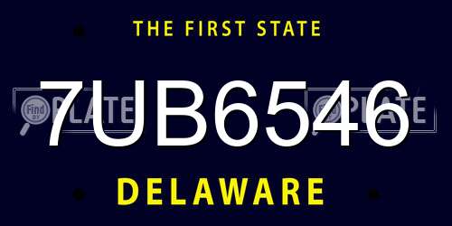 7UB6546 Delaware License Plate