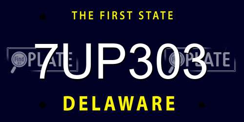 7UP303 Delaware License Plate