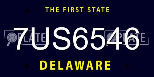 7US6546 Delaware License Plate