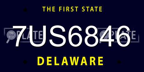 7US6846 Delaware License Plate