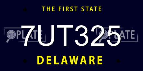 7UT325 Delaware License Plate