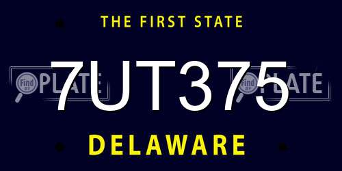 7UT375 Delaware License Plate