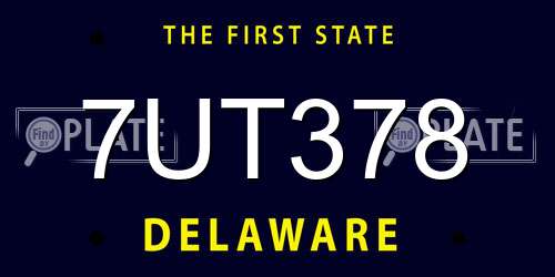 7UT378 Delaware License Plate