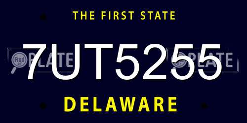 7UT5255 Delaware License Plate