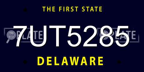 7UT5285 Delaware License Plate