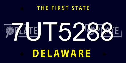 7UT5288 Delaware License Plate