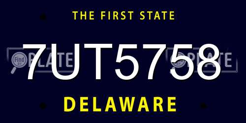 7UT5758 Delaware License Plate