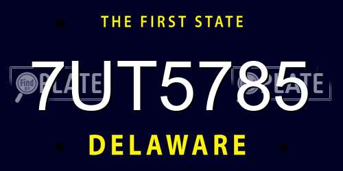 7UT5785 Delaware License Plate