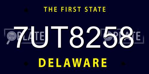 7UT8258 Delaware License Plate