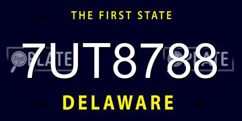 7UT8788 Delaware License Plate