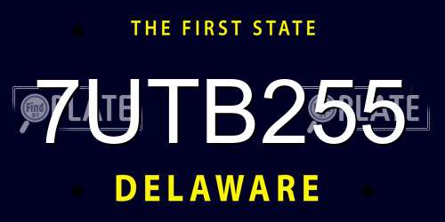 7UTB255 Delaware License Plate