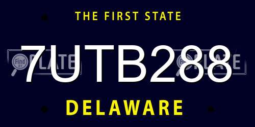 7UTB288 Delaware License Plate