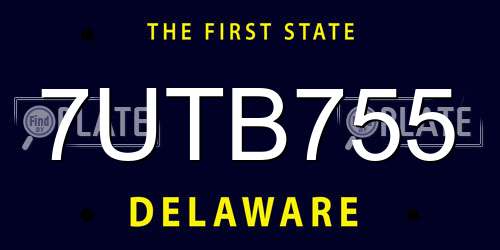 7UTB755 Delaware License Plate