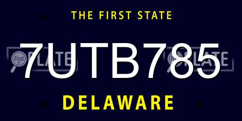 7UTB785 Delaware License Plate