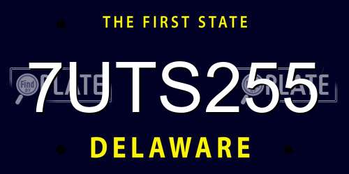7UTS255 Delaware License Plate
