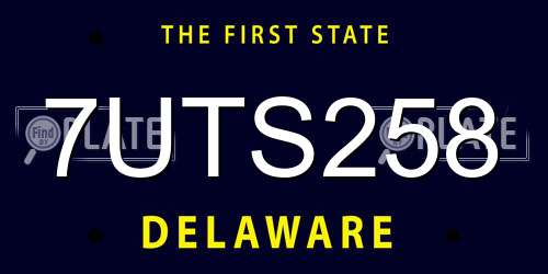 7UTS258 Delaware License Plate