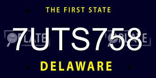 7UTS758 Delaware License Plate