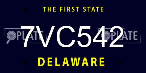 7VC542 Delaware License Plate