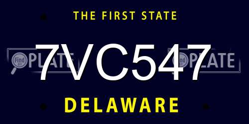 7VC547 Delaware License Plate