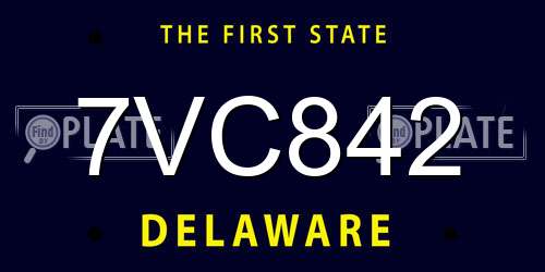 7VC842 Delaware License Plate