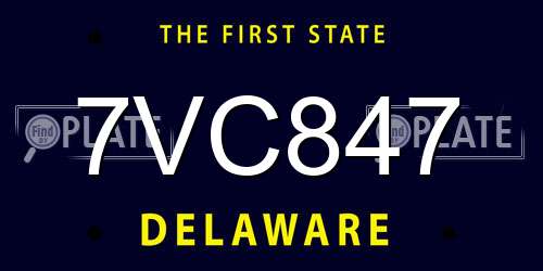 7VC847 Delaware License Plate