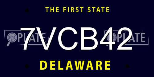 7VCB42 Delaware License Plate