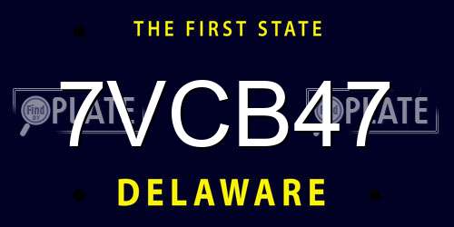 7VCB47 Delaware License Plate