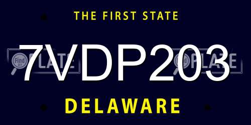 7VDP203 Delaware License Plate