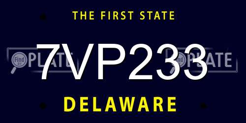 7VP233 Delaware License Plate