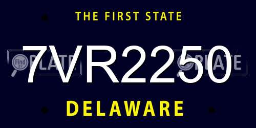 7VR2250 Delaware License Plate