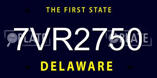 7VR2750 Delaware License Plate