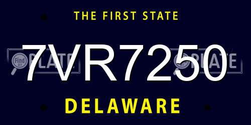 7VR7250 Delaware License Plate