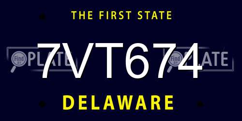 7VT674 Delaware License Plate