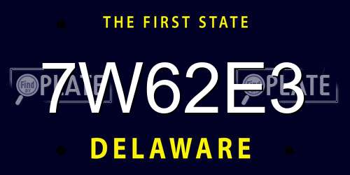 7W62E3 Delaware License Plate