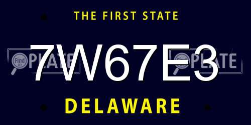 7W67E3 Delaware License Plate
