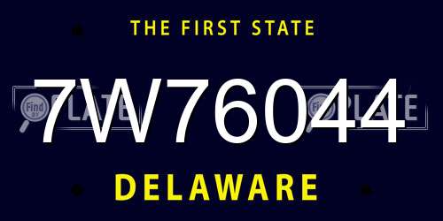 7W76044 Delaware License Plate