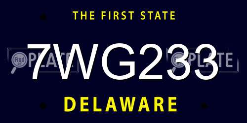 7WG233 Delaware License Plate