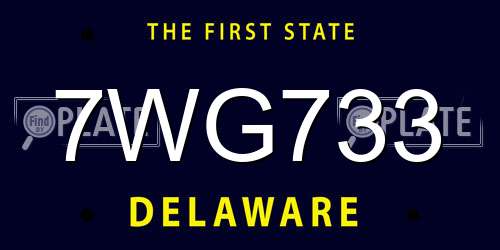 7WG733 Delaware License Plate