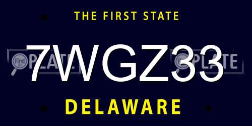 7WGZ33 Delaware License Plate