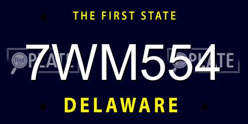 7WM554 Delaware License Plate