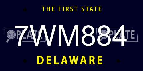 7WM884 Delaware License Plate