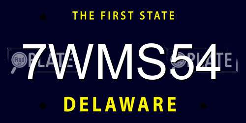 7WMS54 Delaware License Plate